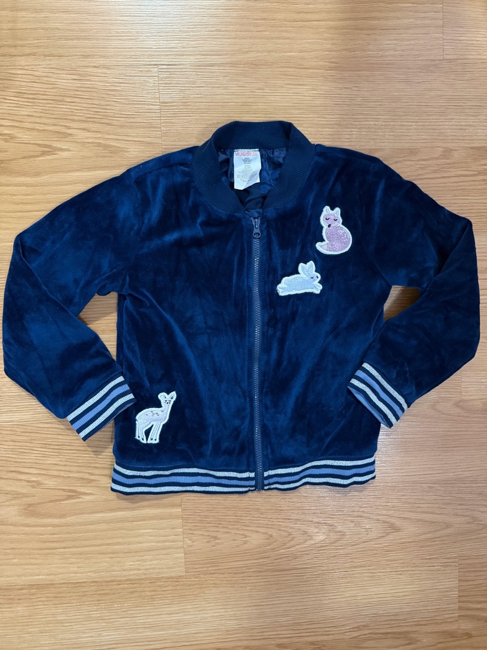Vintage Wonderkids Blue Velvet Jacket with Animal Patches 4T
